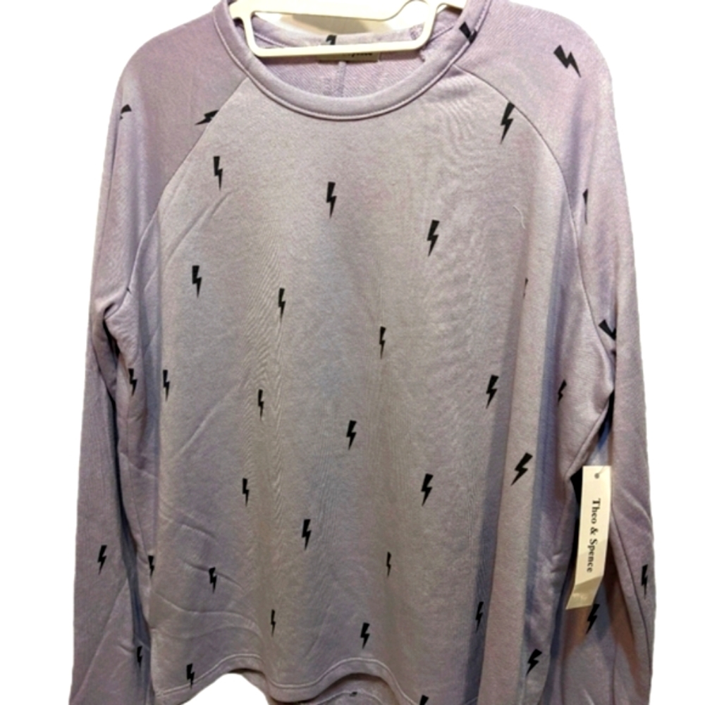 NWT Theo & Spence lavender mini bolt print shirt size medium